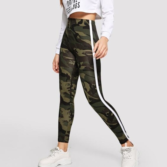 Pants - NEW!  Comfy & On Trend Side Stripe Camo Leggings